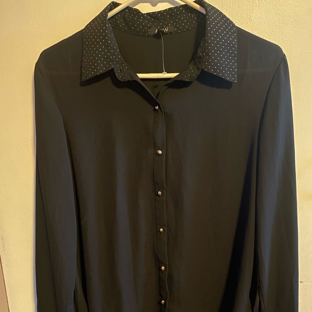 AUW BLACK LONG SLEEVE TOP/BLAUSE